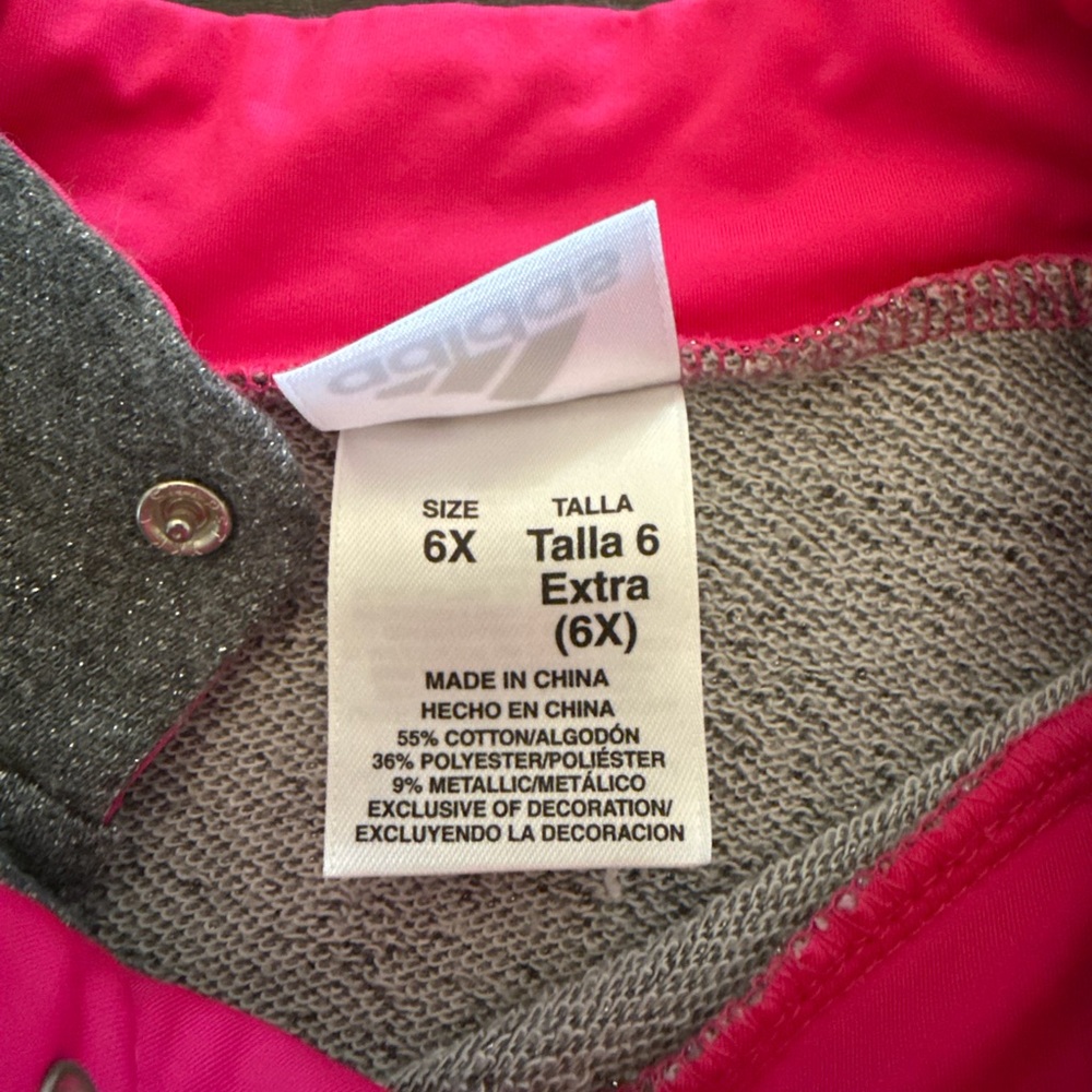 Adidas Girls 6X Gray & Pink Sweatshirt - Picture 3 of 8
